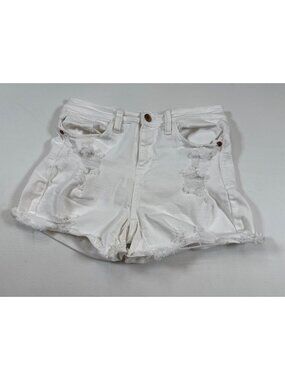 Judy Blue Womens White Distressed Denim Shorts Size Small S Frayed Hem (F437)